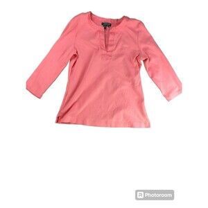 Lauren Ralph Lauren Women Long Sleeve  V-neck Pink Pullover Blouse Size Large